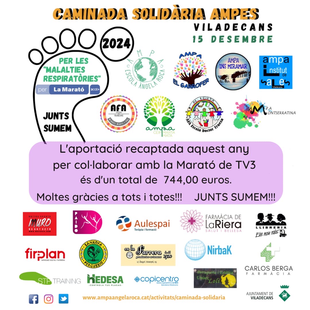 #ampamontserratina #caminadasolidariaampes
Gràcies a tothom per la seva aportació!