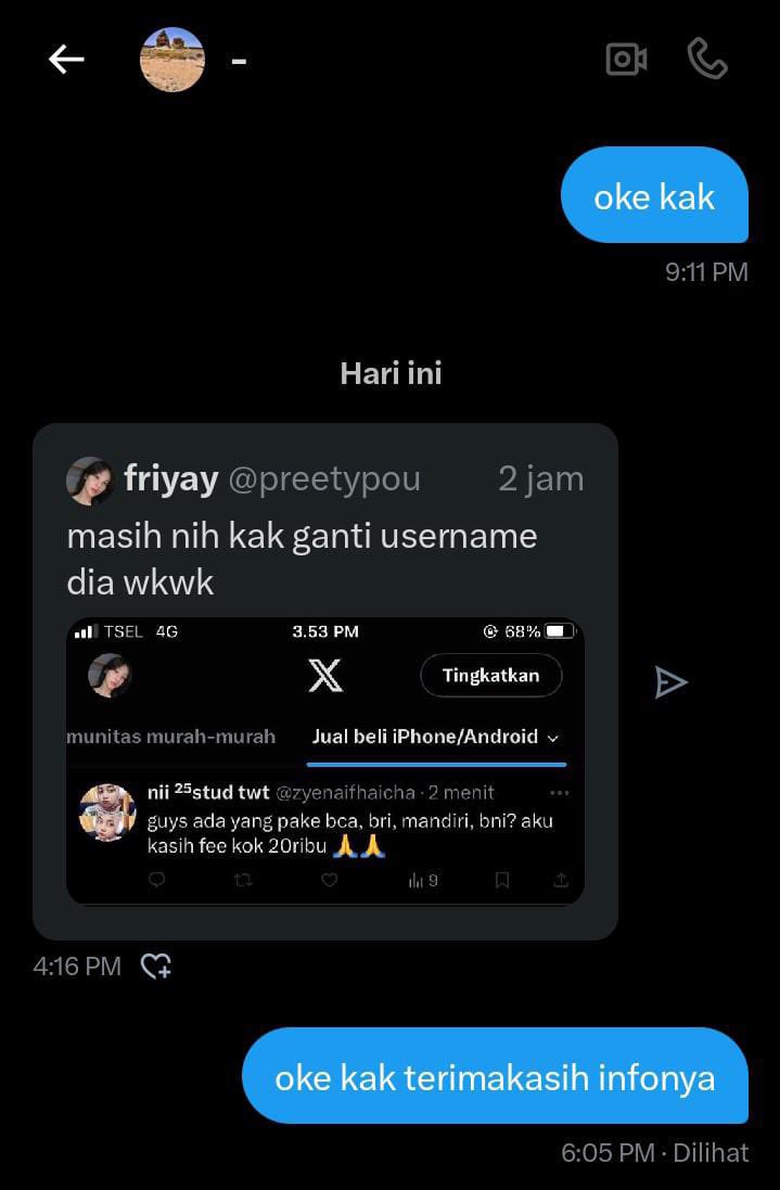 temen temen mohon hati hatii yaa, ini bukan akun aku dan dia udah nipu orang 🙏🏻 dia suka ganti username dan photo🥲