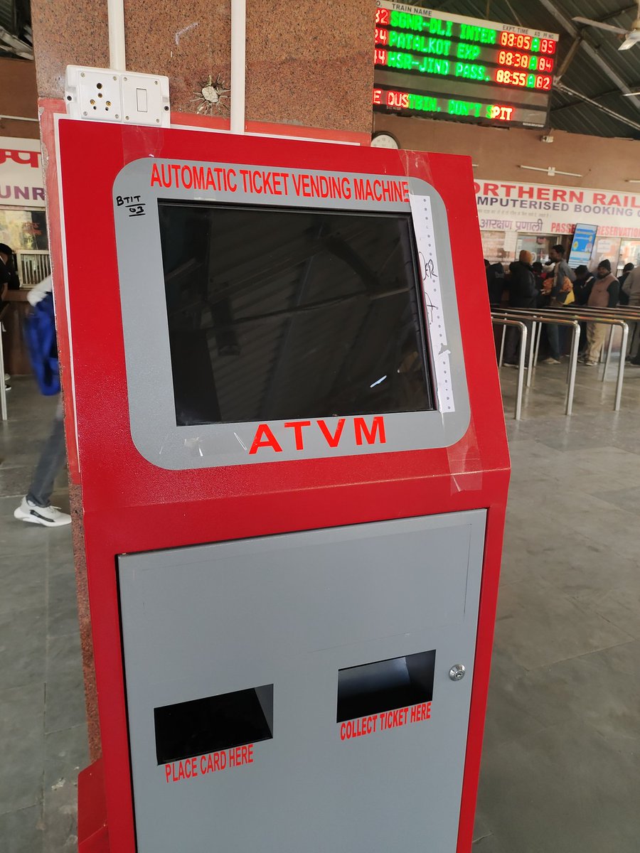 sandeep_jsl's tweet photo. @AshwiniVaishnaw @RailMinIndia 
All 3 ATVM machines are out of order at BTI station,
The issue has been pending from long time,

@_DigitalIndia
@RailwaySeva @drm_fzr @RavneetBittu https://t.co/yAnb61DfmH