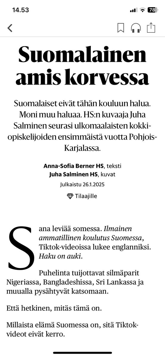 KauhanenJussi's tweet photo. Kansainvälinen Lieksa. Ulkomaalaisopiskelijoiden hienoja tarinoita maksumuurin takana.
Kärjessä otsikko ja ingressi tosin heijastavat vanhan ajan hesarilaisuutta:
”Amis korvessa”
”Suomalaiset eivät tähän kouluun halua”
#Riveria #Lieksa https://t.co/VDA8PzrHF1