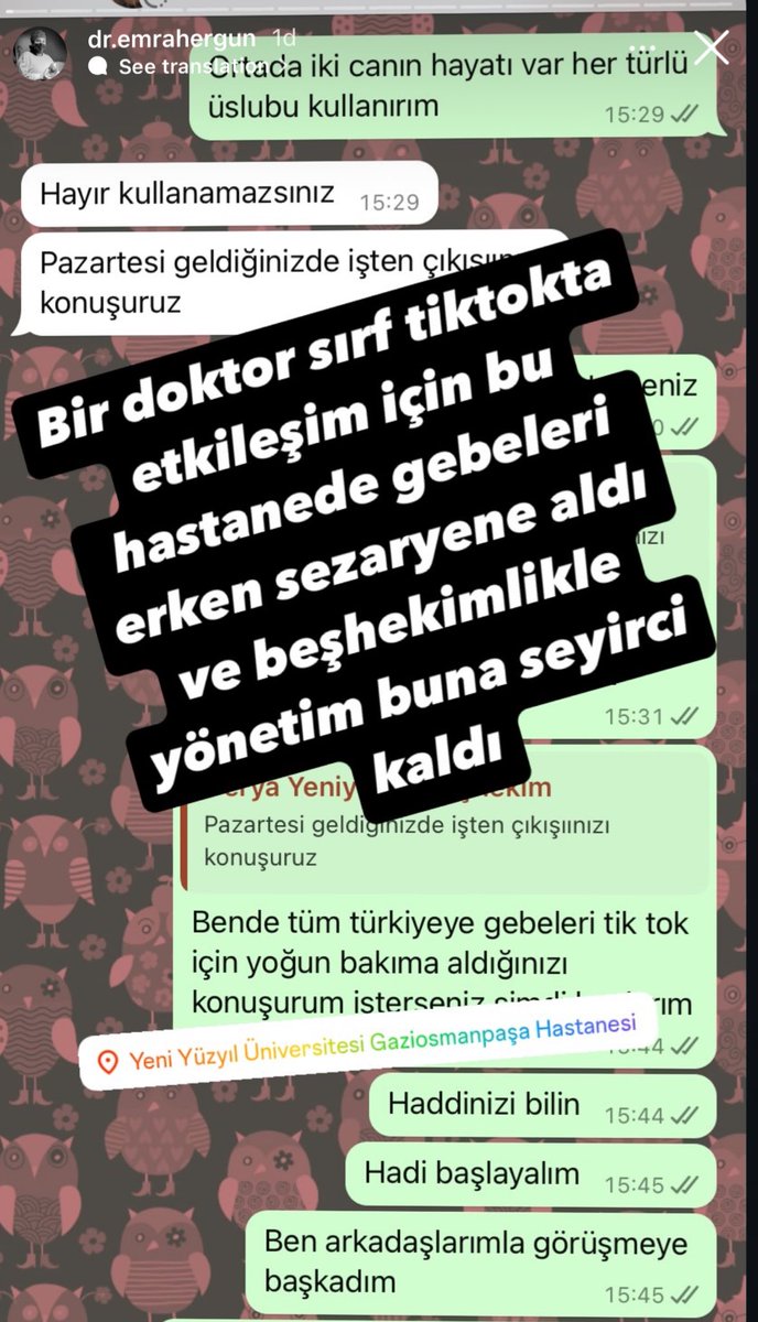 haskologlu's tweet photo. Yeni Yüzyıl Üniversitesi’nin hastanesinde çalışan bir doktor kendi hastanesini ifşa etti:

• Bu bir suç duyurusudur. Yenidoğanlara yapılanların çok daha kötüsü hastanemde yapılıyor. 

• Bir doktor sırf TikTok’ta etkileşim için gebeleri erken doğuma aldı. 

• Bu tip hastaneler asıl vurgunu diyaliz ve böbrek yetmezliği tanısıyla vuruyor nakil ayağına neler dönüyor.

• Stajyer öğrencileri hasta olarak kayıt açıp muayeneleri yapılmasından tutunda 500 tane ameliyat istenildiğini 501 yapıldığında üst kattaki kutlamaları her şeyi biliyoruz. 

Doktorun iddiaları sonrasında henüz resmi bir açıklama yapılmadı.