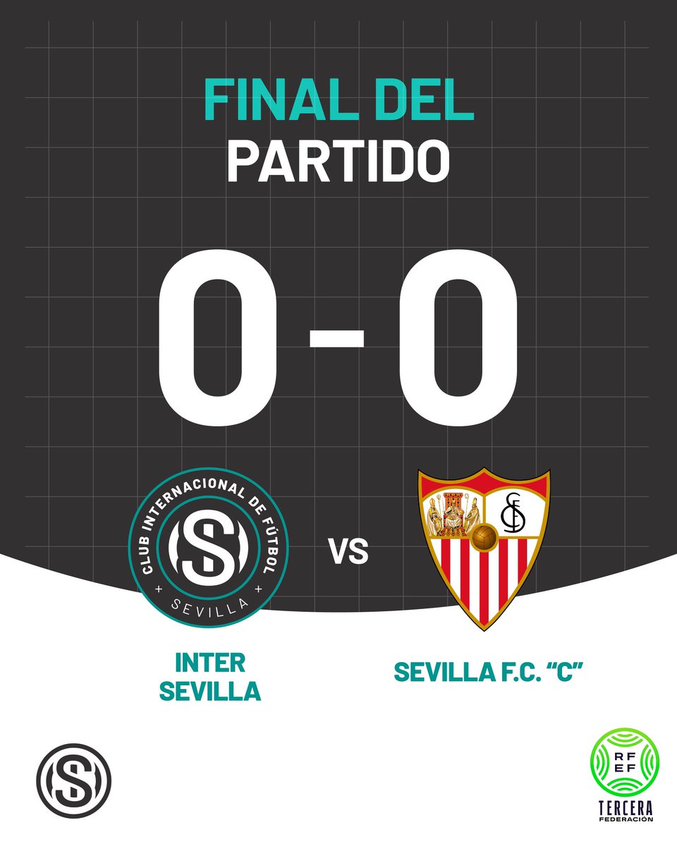 🔚 FINAL

¡Reparto de puntos frente al <a href="/SevillaFC/">Sevilla Fútbol Club</a> “C”!

90’ | 0-0

#InterSevilla #TerceraFederacion #EsenciaSevilla
