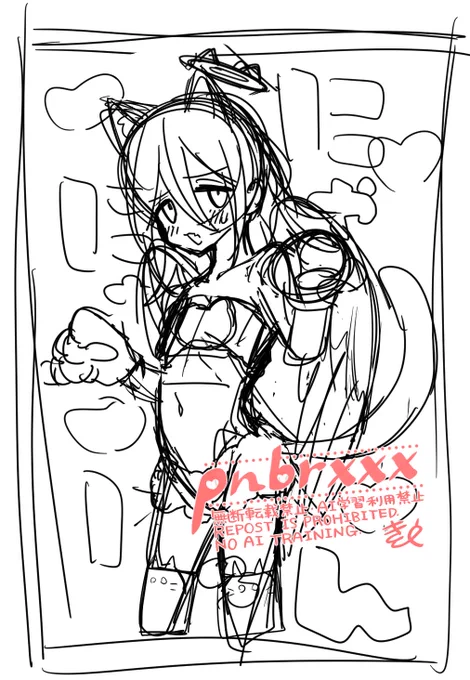 頭沸いちゃって2/22用の完成するか分からないラフ描いたから投げるにゃん… 