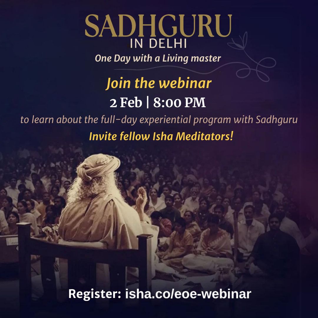 VikasSaveSoil's tweet photo. Very much excited to register for Soak in Ecstasy of Enlightenment in Delhi. For insight &amp; registration details join the webinar on 2nd Feb, 8:00 PM. Register &amp; join: https://t.co/93KAG0eZuu
#MeditateWithSadhguru https://t.co/R7Ey18aCdk