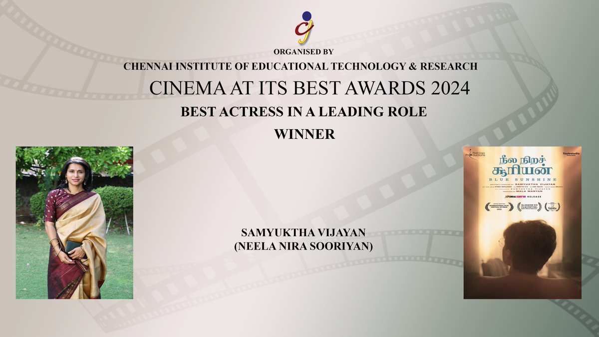 Cinemaatitsbest's tweet photo. #CAIBAWARDS2024

#BESTACTRESSINALEADINGROLE  #WINNER 

#NeelaNiraSooriyan  SAMYUKTHA VIJAYAN 

@pro_thiru  @vinodhj21 https://t.co/Dv2MaZpFIx