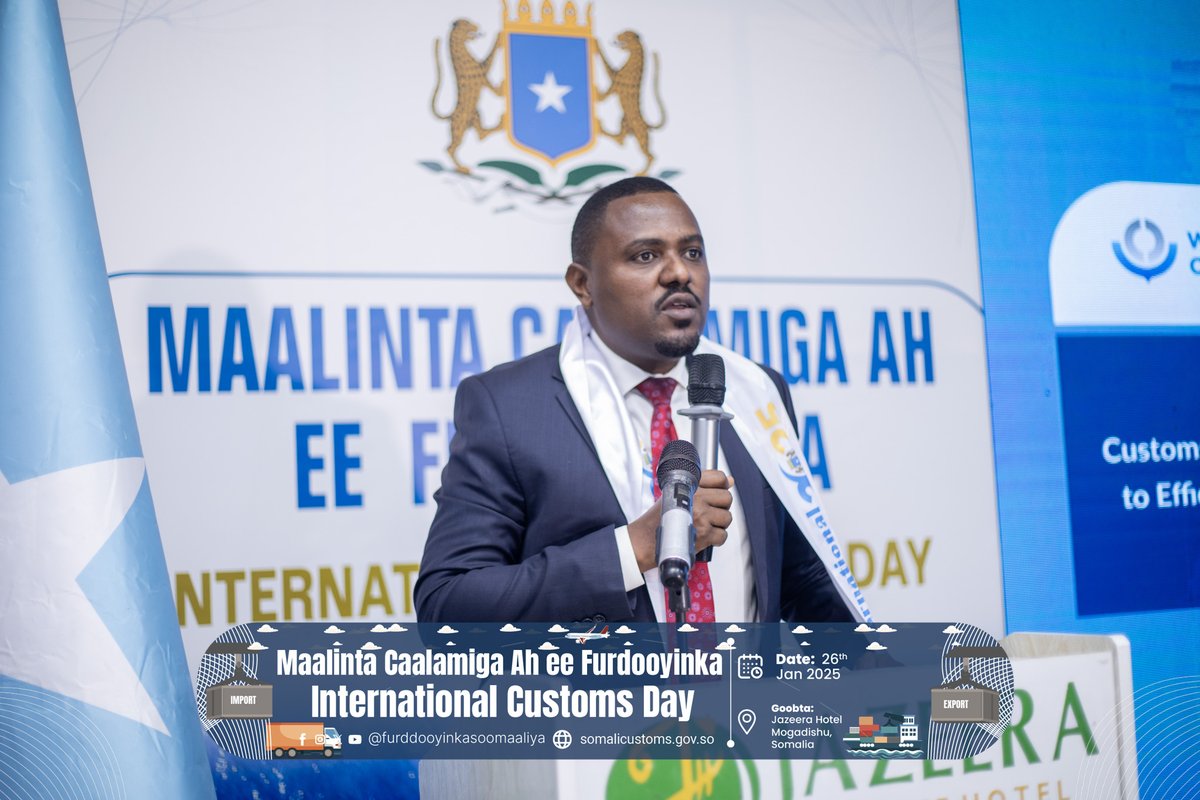 somalicustoms's tweet photo. Today, we join the global customs community in celebrating #InternationalCustomsDay! This year’s theme, Delivering on the commitment to efficiency, security, and prosperity, inspires us to continue fostering trade facilitation, secure borders, and economic growth for Somalia. https://t.co/YiyJxjMcau