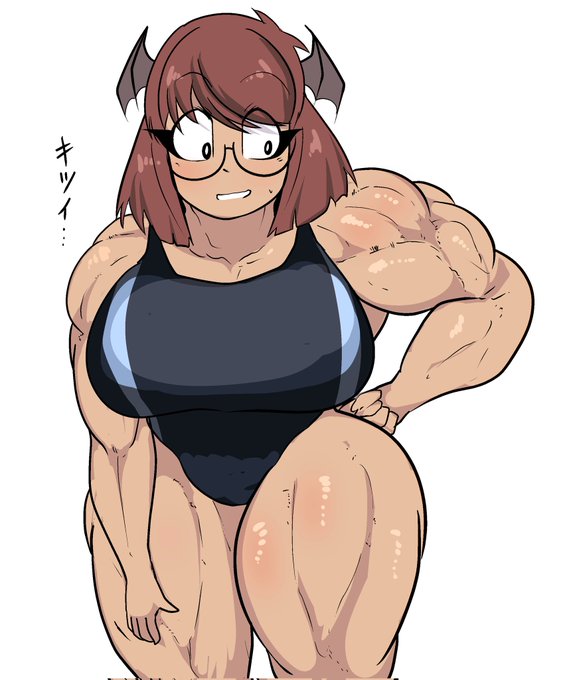 ギチギチ水着こあちゃん(とイカマン) 