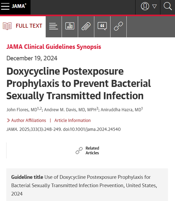 HealthOrganica_'s tweet image. &quot;Doxycycline Postexposure Prophylaxis to Prevent Bacterial Sexually Transmitted Infection&quot; discusses updated guidelines for STI prevention. #PublicHealth  #Doxycycline