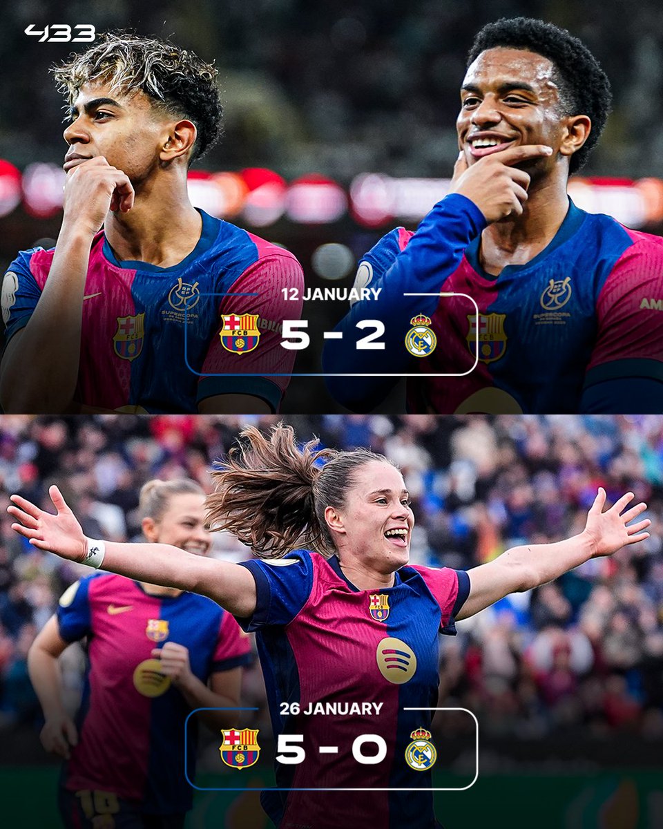 433's tweet photo. Barcelona run riot against Real Madrid to lift the Supercopa once more 🏆🇪🇸 https://t.co/fa9Bp2F0Qm