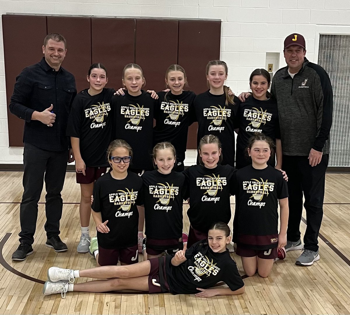 CHAMPIONS! 🏆 The 6th Grade Girls Maroon team finished first at the Apple Valley Classic! 💛🏀