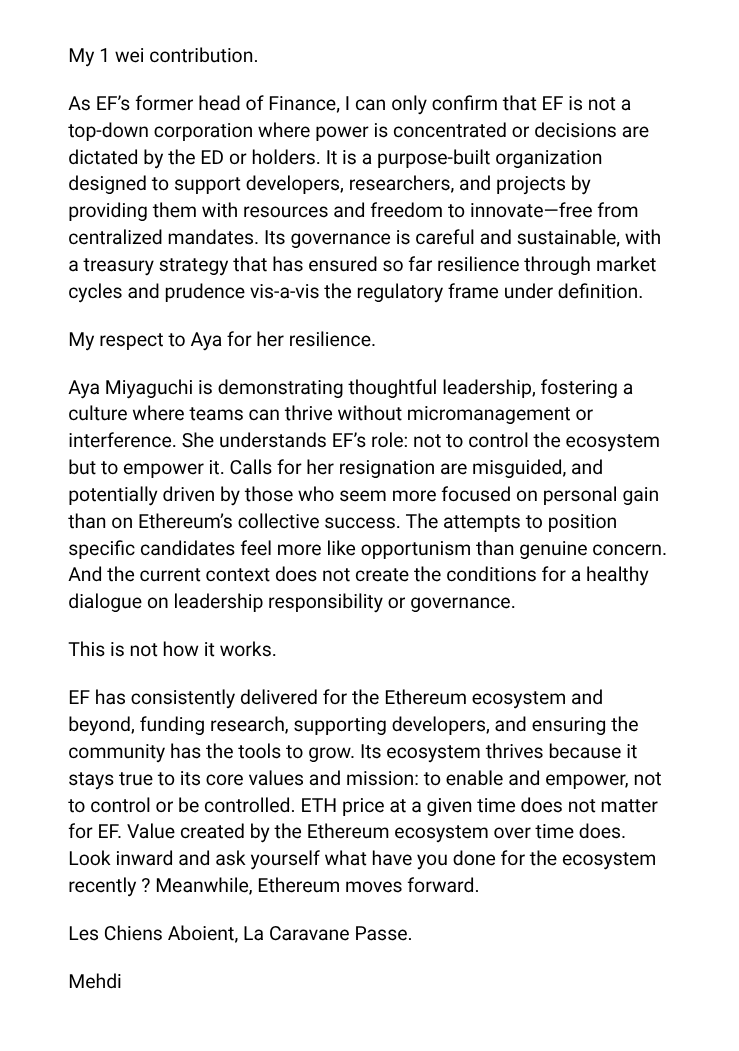 mehdiboussour's tweet photo. I’ve led finance at @ethereumfndn - here’s what @AyaMiyagotchi &amp; @VitalikButerin leadership was about! #Ethereum https://t.co/pRYvEfmepS