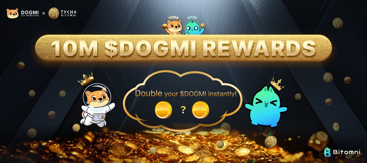 tyche_run's tweet photo. 🪙 Fortune Favors the Bold – Flip $DOGMI for 10M Rewards!

Tyche’s Coin Toss is here, now powered by $DOGMI! @dogfinity

💰 10,000,000 DOGMI in rewards up for grabs.
✅ Bridge $DOGMI to SUI via BitoBridge.
✅ Bet $DOGMI.
✅ Call HEADS or TAILS.
✅ Win? Double your $DOGMI instantly.
🎮 Play now: https://t.co/rVHtD7eWVj

Got a token? Let’s supercharge your ecosystem with a custom prize pool! 
Tyche’s Chain Abstraction playground is here to help you unlock next-level rewards for your community. 
🤝 DM me, and let’s make it happen!
#Dogmi #CoinToss #BITOP #Tyche #Web3Gaming