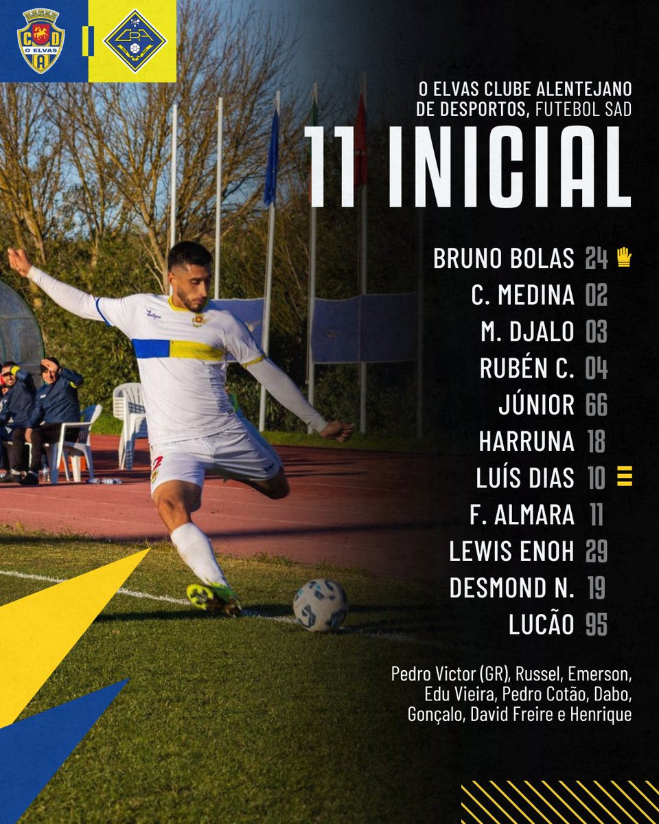 oelvassad's tweet photo. O nosso XI inicial de hoje 🐎

#OElvasCAD #ECADCDA https://t.co/usFBikyj1o