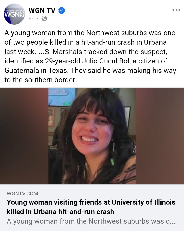 TheUman23's tweet photo. Let me help you out here, WGN, since you're having an increasingly difficult time posting the truth.

"Criminal who was deported and crossed the border illegally after said deportation kills two young women from the Chicago suburbs. He was caught attempting to flee the country." https://t.co/rNGiwqae5L