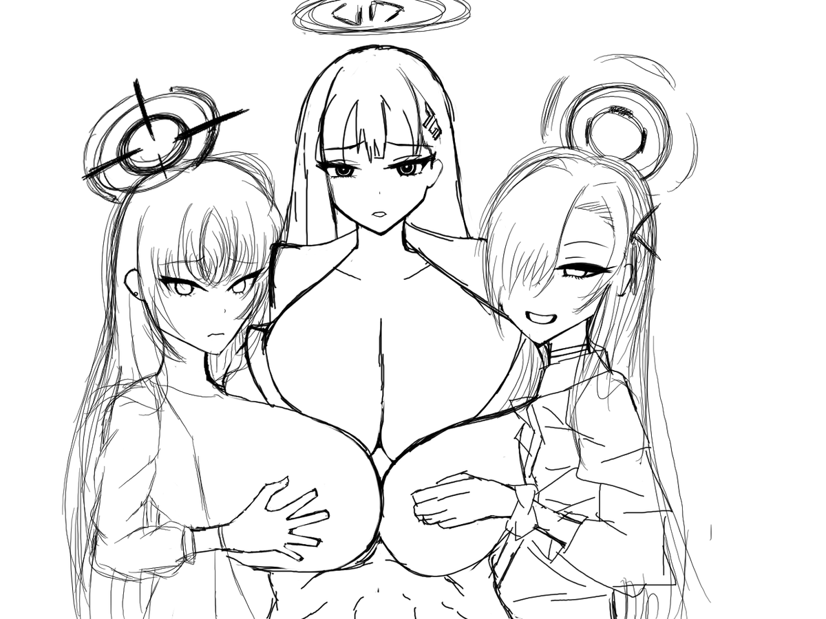 ラフ。トリプルパイズリって描くの難しい 