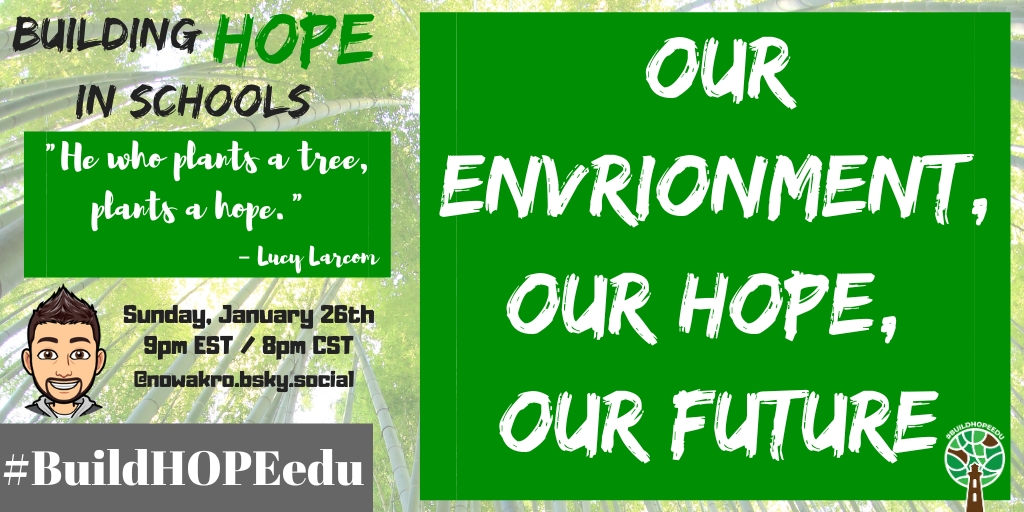 NowakRo's tweet photo. Join us tonight, Sun. January 26th @ 9pm EST/8pm CST on #BlueSky for our weekly #BuildHOPEedu chat as we come together to talk about Our Environment, Our HOPE, Our Future.
Together, making a difference.
#CodeBreaker #edchat #education #sunchat #teachpos #gratefulEDU #community https://t.co/PZD8pCDjyk