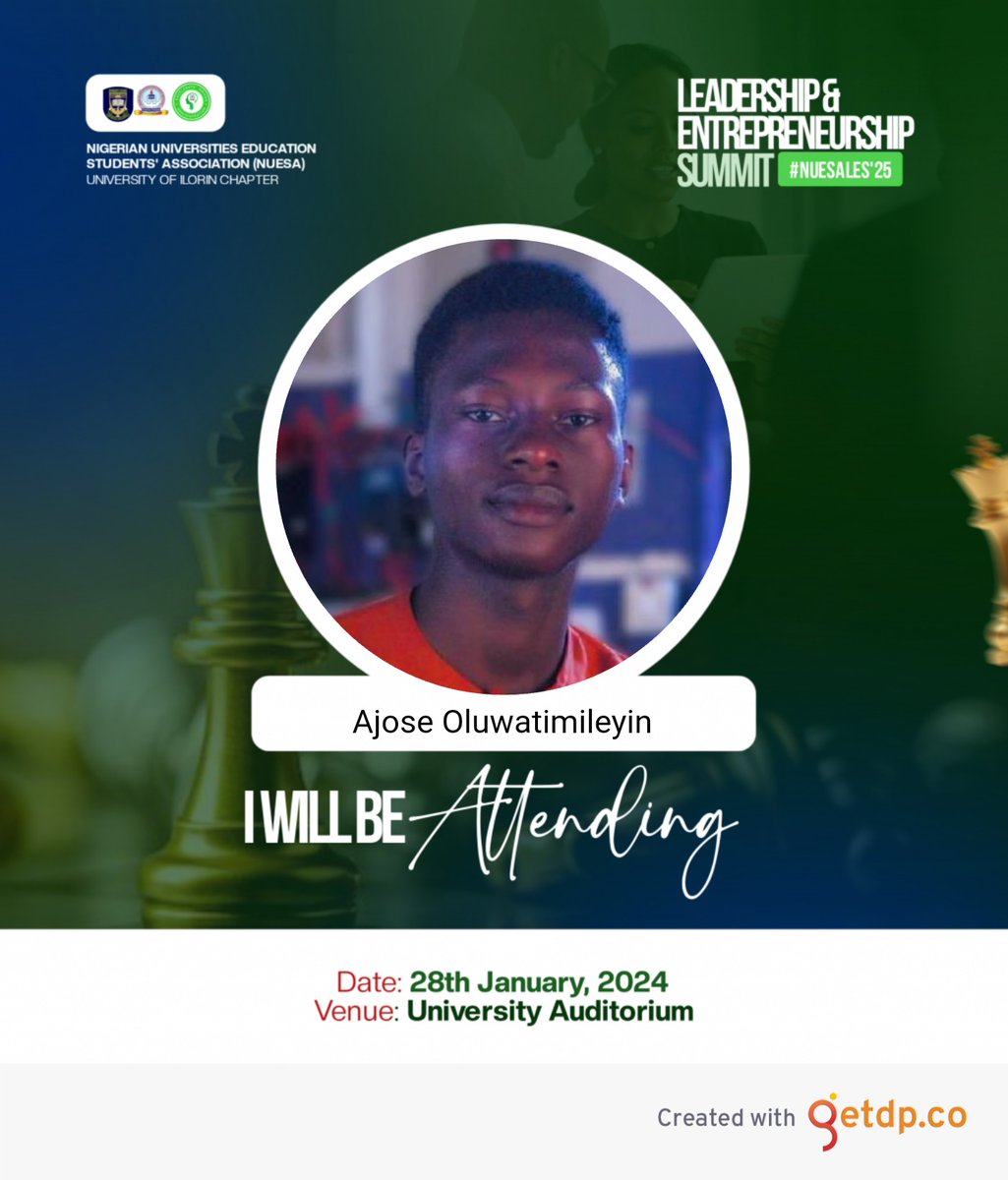IamTemfash's tweet photo. I will definitely be there 😊
#NUESALES'25
#Unilorin https://t.co/9k5C5PMzUP