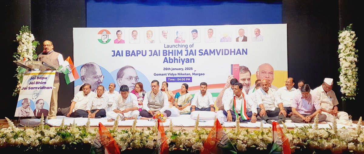 altone_d's tweet photo. Attended the launch of the 'Jai Bapu, Jai Bhim, Jai Samvidhan' program at Gomant Vidya Niketan, Margao. Reaffirmed our commitment to protecting the legacy of Mahatma Gandhi &amp; Babasaheb Ambedkar. Let's work together for a resounding Congress victory in upcoming elections. https://t.co/IubfJh9atx