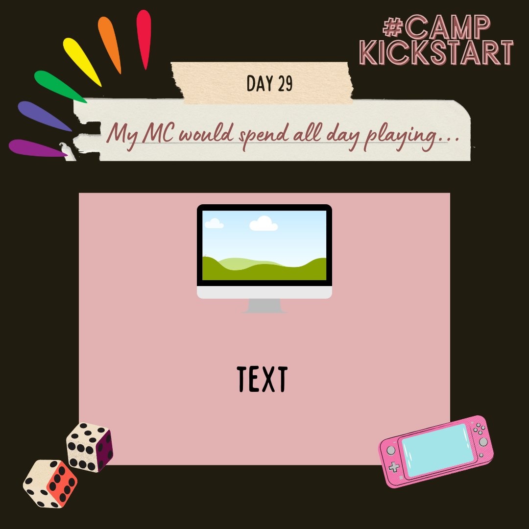 ss_scribbles's tweet image. Happy Wednesday! It's time for your prompt. if your MC could spend all day playing a game, what would it be?

As always, you can use our templates – canva.com/design/DAGIr0E…. 😍
