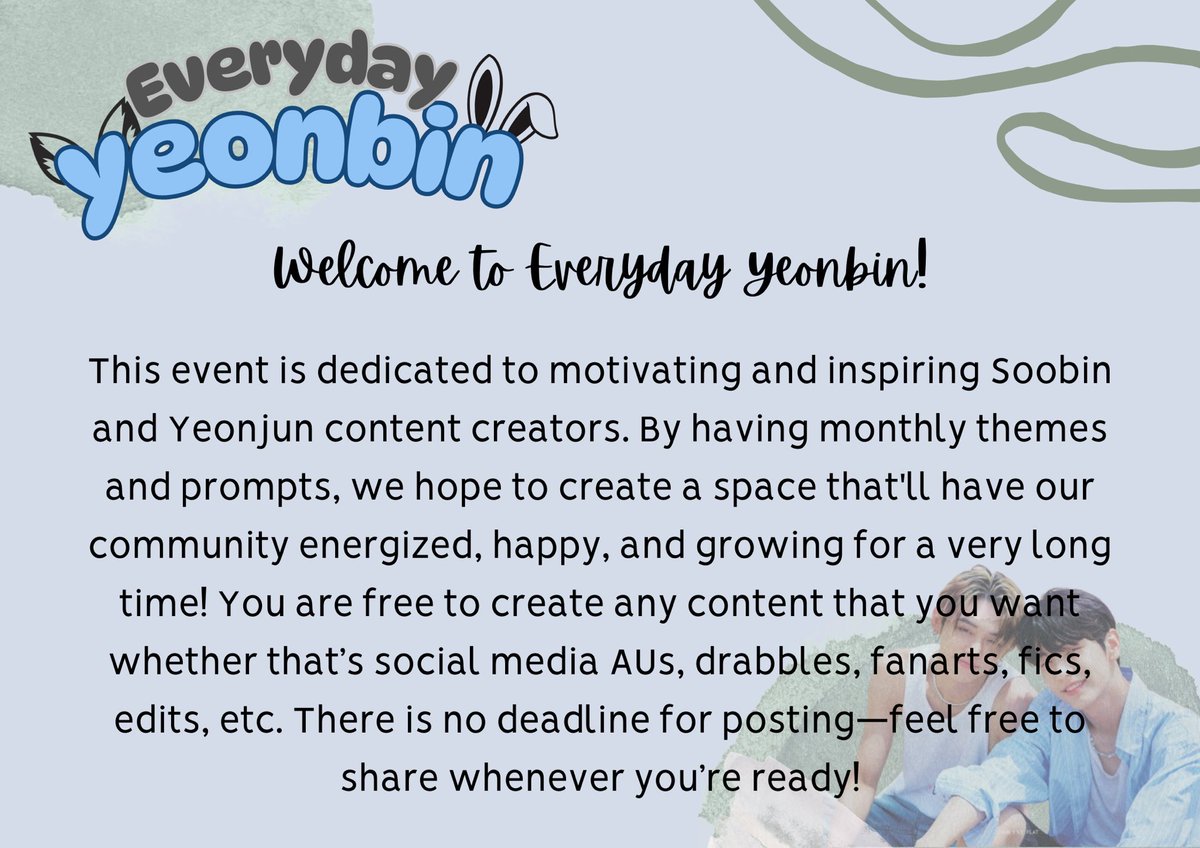 everydayeonbin's tweet photo. Welcome to #EverydaYeonbin🩵

All the information about the event will be on this thread; https://t.co/5gZ3qSeX5q