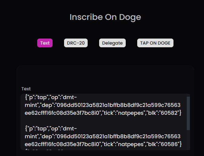 Jim_buildr's tweet photo. You can use Ordifind as inscriber. (https://t.co/ogauZ6aMQ8 )

- In text, enter the mint code:

{"p":"tap","op":"dmt-mint","dep":"096dd50123a5821a1bffb8b8df9c21a599c76563ee62cfff16fc08d35e3f7bc8i0","tick":"natpepes","blk":"dmtblck"}

👉 In "dep" you enter the Deployment ID we just found. 
👉 Tick is the name of the collection
👉 blk is the block you want to mint.

You have to replace “dmtblck” by the valid blocknumber you found thanks to the API at the beginning of the thread.

And add as much lines with different dmtblck numbers as you want to mint NFTs

Check the exemple on the picture below 👇