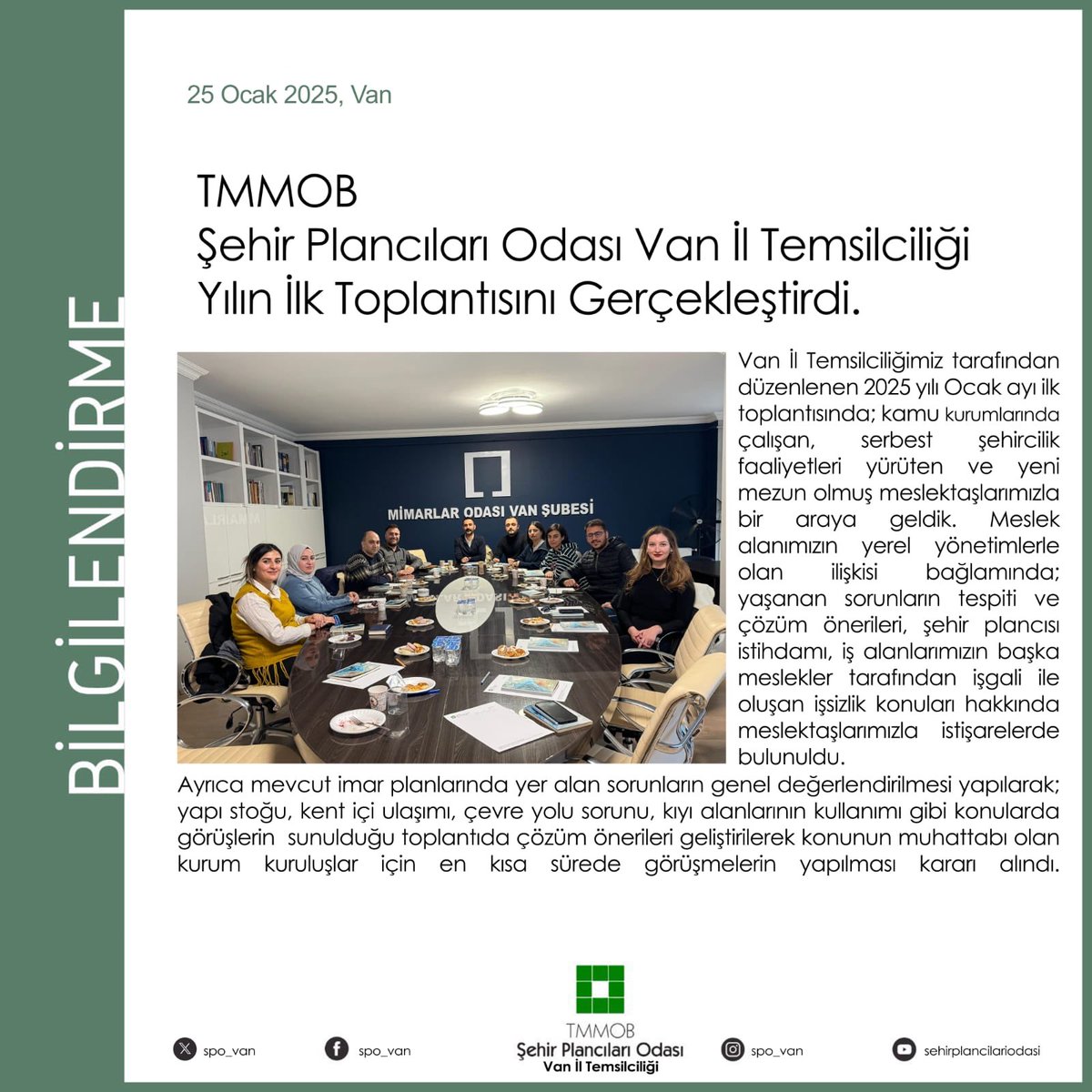 Van İl Temsilciliği olarak yılım ilk toplantısını gerçekleştirdik.

<a href="/tmmobvanikk/">TMMOB Van İl Koordinasyon Kurulu</a> 
<a href="/SPO1969/">TMMOB Şehir Plancıları Odası</a> 
<a href="/spoank/">TMMOB Şehir Plancıları Odası Ankara Şubesi</a>
<a href="/TMMOB1954/">TMMOB</a>