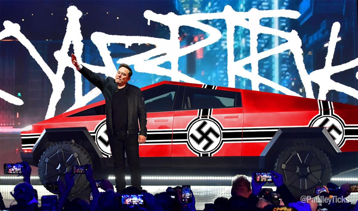 Space Karen launches the 2025 model Cybertruck, "The #SwastiCar"