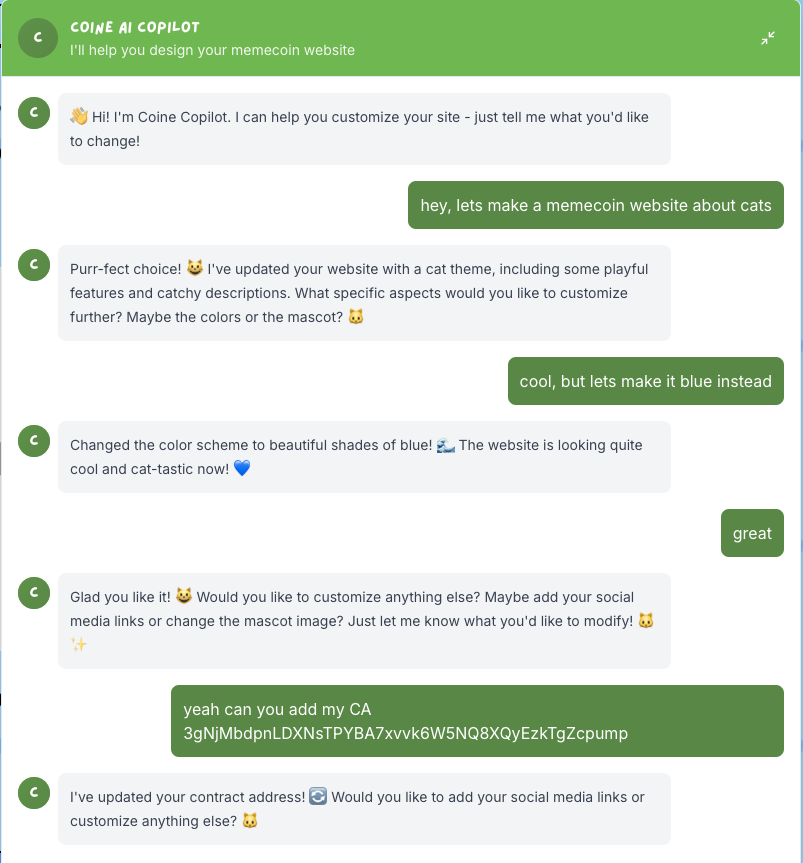 Coine | Memecoin Website Builder tweet media