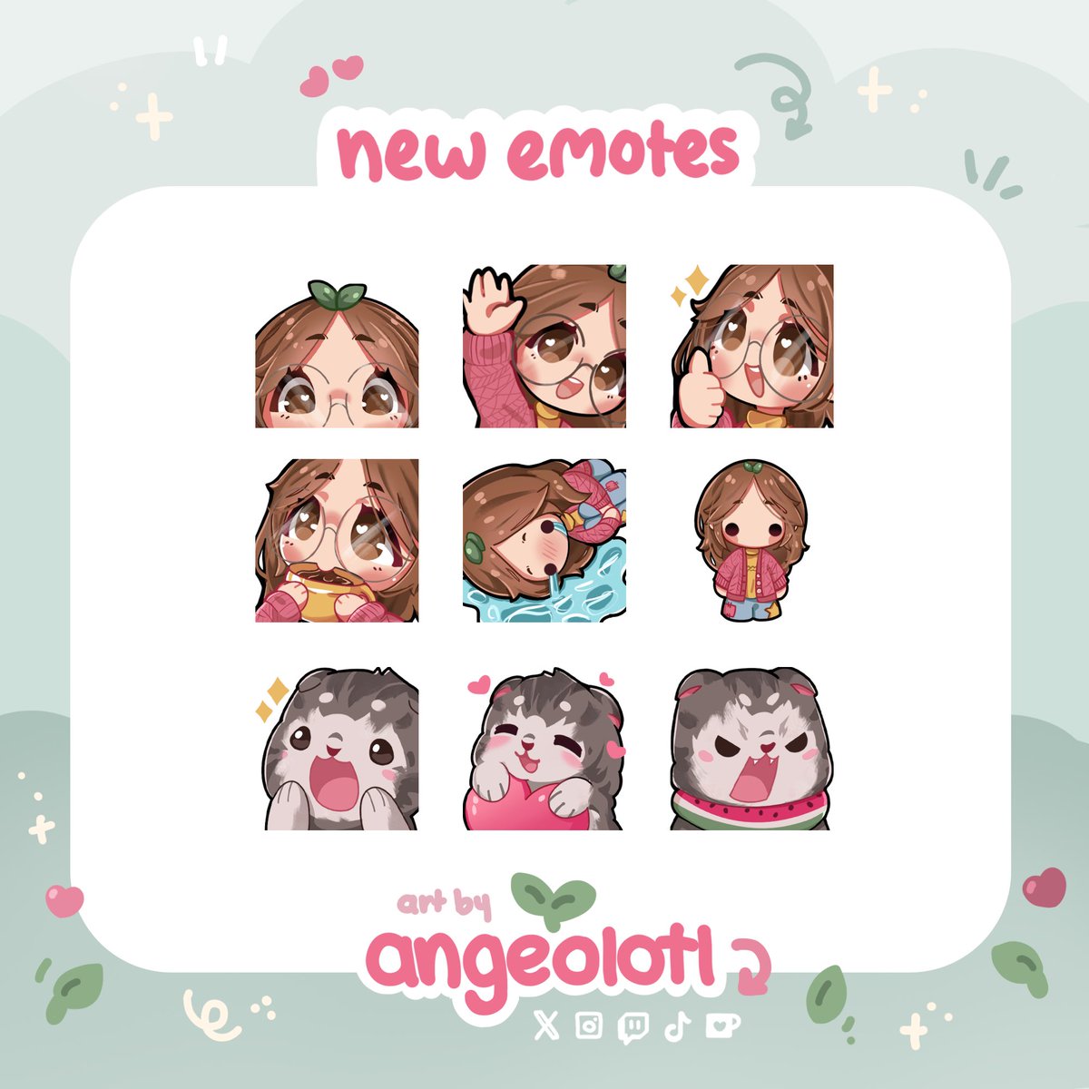 angeolotl's tweet photo. new emotes for my twitch channel💕
and a lot more yet to come!! 🧚🏻

#emoteartist https://t.co/cso9OUCouJ