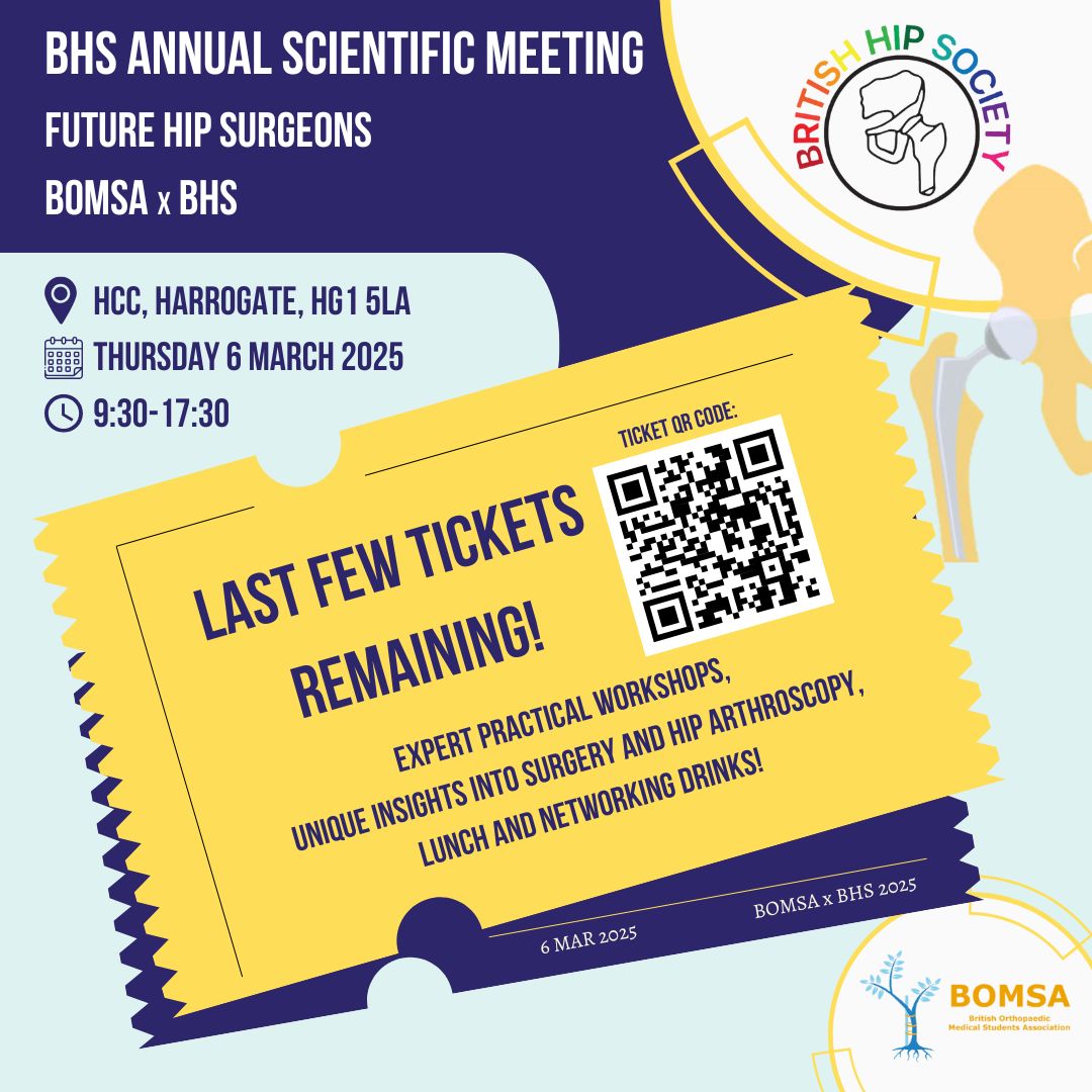 Last few places available:
<a href="/bomsa/">ziani Mosta</a> x <a href="/BritishHip/">British Hip Society</a> Future Surgeons Day #BHS25
6th March 2025
To register see image QR below....