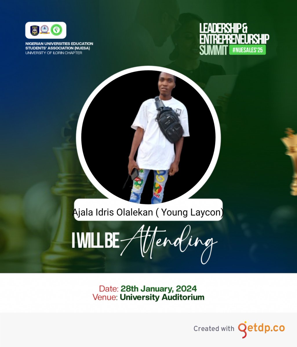 YHabbisco37474's tweet photo. *I WILL BE THERE! WILL YOU? ✨*
*CREAT YOUR PERSONALIZED DP OF NUESALES’25:*⤵️_
https://t.co/TiTCM4UMuS
📅 *Date*: Tuesday, January 28th, 2025
🏫 *Venue*: University Main Auditorium
⏰ *Time*: 10:00AM
*#NUESALES'25*
*#Excelerate-Driven Administration* https://t.co/6XcjfGAwfa
