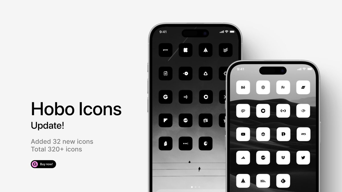 Abhishek01kr's tweet photo. Hobo Icons - Update! ✨
• Added 32 new icons
• Total 320+ icons
Get Hobo Icons from here: https://t.co/lBpGX4eJwL
#iconset #iconpack #icons #iosicon #iphoneicon #androidicons #androidiconpack #design #ui #uidesign #homescreen #setup #hobo #hoboicons https://t.co/cazRcLj1JJ