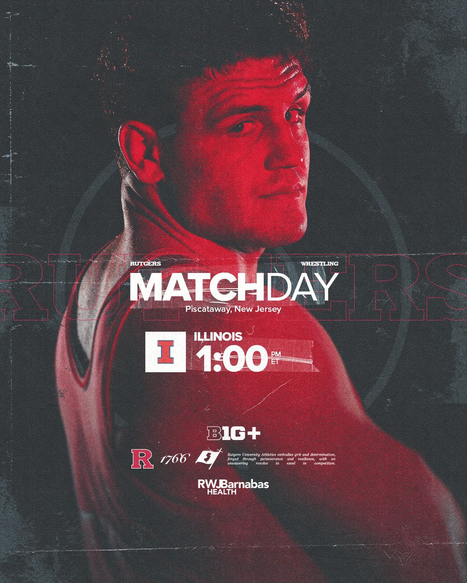 MATCH DAY! 

🤼‍♂️: No. 10 Illinois
📍: Jersey Mike's Arena
🕐: 1 p.m.
📺: go.rutgers.edu/mo65eo0e
🎟️: go.rutgers.edu/wa1ots83
📰: go.rutgers.edu/f5imxjgo

#RelentlessPursuit | #GoRU