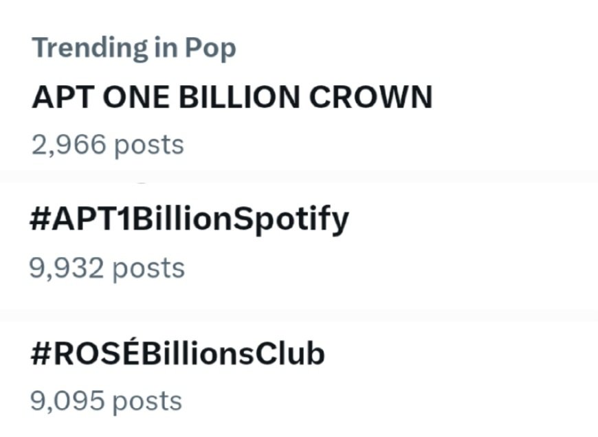 RoseFocused's tweet photo. Keep using tags !

APT ONE BILLION CROWN
#APT1BillionSpotify
#ROSÉBillionsClub https://t.co/GrwPqUlNBR