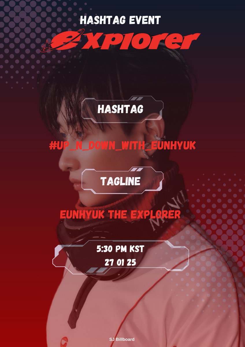 🔍 Hashtag Announcement 🔍
To support EUNHYUK THE 1ST MINI ALBUM [EXPLORER], we encourage you to participate in the following hashtag event tomorrow.

#은혁 #EUNHYUK
#슈퍼주니어DnE #SuperJuniorDnE
#EXPLORER