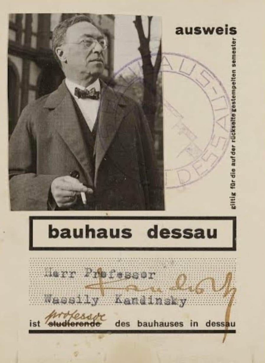 Professor Wassily Kandinsky's id card from the Bauhaus in Dessau, 1927.