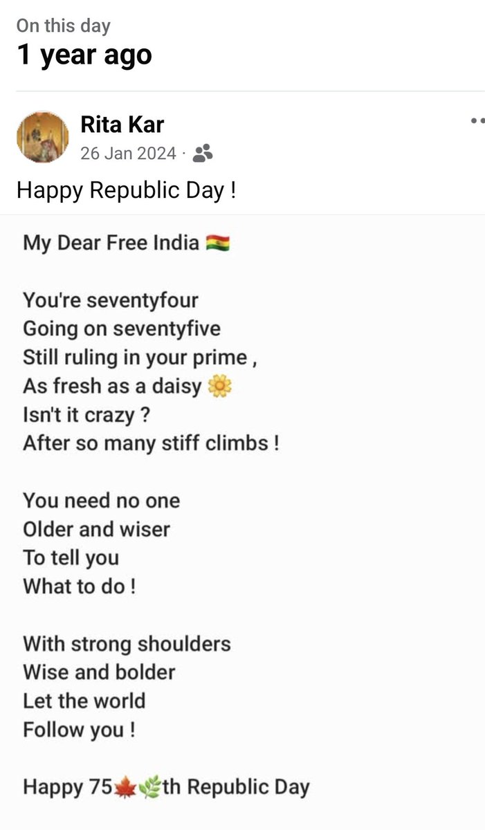 itskhuku's tweet photo. Happy Republic Day !
26 Jan 2025

#FacebookMemory https://t.co/F1FFmAwX0G