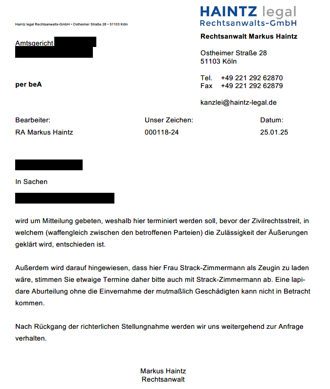 Strack-Zimmermann ist vor Gericht gleicher als andere

Normalbürger müssen bei mutmaßlichen Beleidigungsdelikten für gewöhnlich als Zeugen vor Gericht erscheinen. Für die SO-DONE-Kundin, Kriegstreiberin und Waffenlobbyistin FDP, Strack-Zimmermann, gilt dies nicht. 

SO DONE hatte