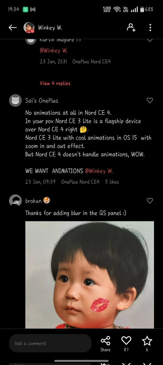 SoumyadipArya's tweet image. #BoycottOneplus @oneplus @OnePlus_IN can't accept their fault. They didn't provide animation in nord CE 4 like their other devices till now even after OS 15. In community they r deleting their post/comment who r saying against it. @GyanTherapy @AmreliaRuhez @ShokeenSanchit