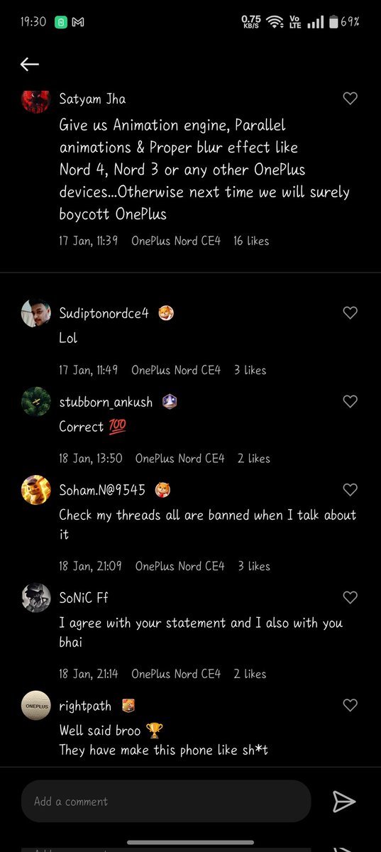 SoumyadipArya's tweet image. #BoycottOneplus @oneplus @OnePlus_IN can't accept their fault. They didn't provide animation in nord CE 4 like their other devices till now even after OS 15. In community they r deleting their post/comment who r saying against it. @GyanTherapy @AmreliaRuhez @ShokeenSanchit