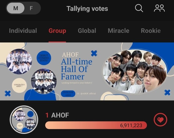 jlfilesent's tweet image. 📣 EVERYONE 📣

AHOF ranked 1st on the choeaedol app! congratulations to us but please we still need to vote for them everyday.

Drop your daily hearts everyday and collect hearts since we will need the hearts on special occasions/votings for AHOF ‼️

#AHOF #아홉
