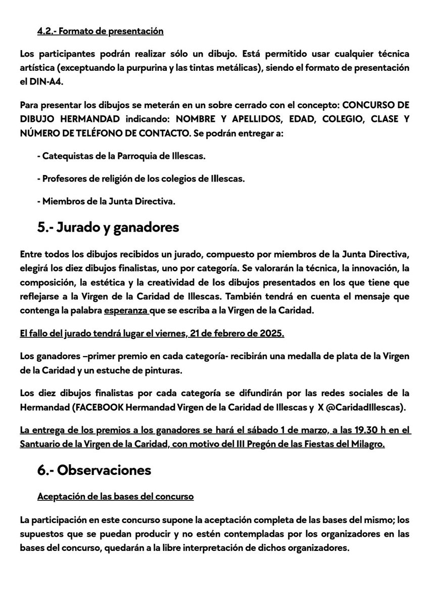 ‼️‼️ Convocamos el IV Concurso de Dibujo Infantil, con motivo de las Fiestas del Milagro 2025. 
Anima a los más pequeños a dibujar a nuestra Madre, y conozcan cuánto nos quiere. 🎨✏️🖍

▶️ Plazo de presentación de dibujos hasta el 19 de febrero. <a href="/RadioIllescas/">Radio Illescas</a>