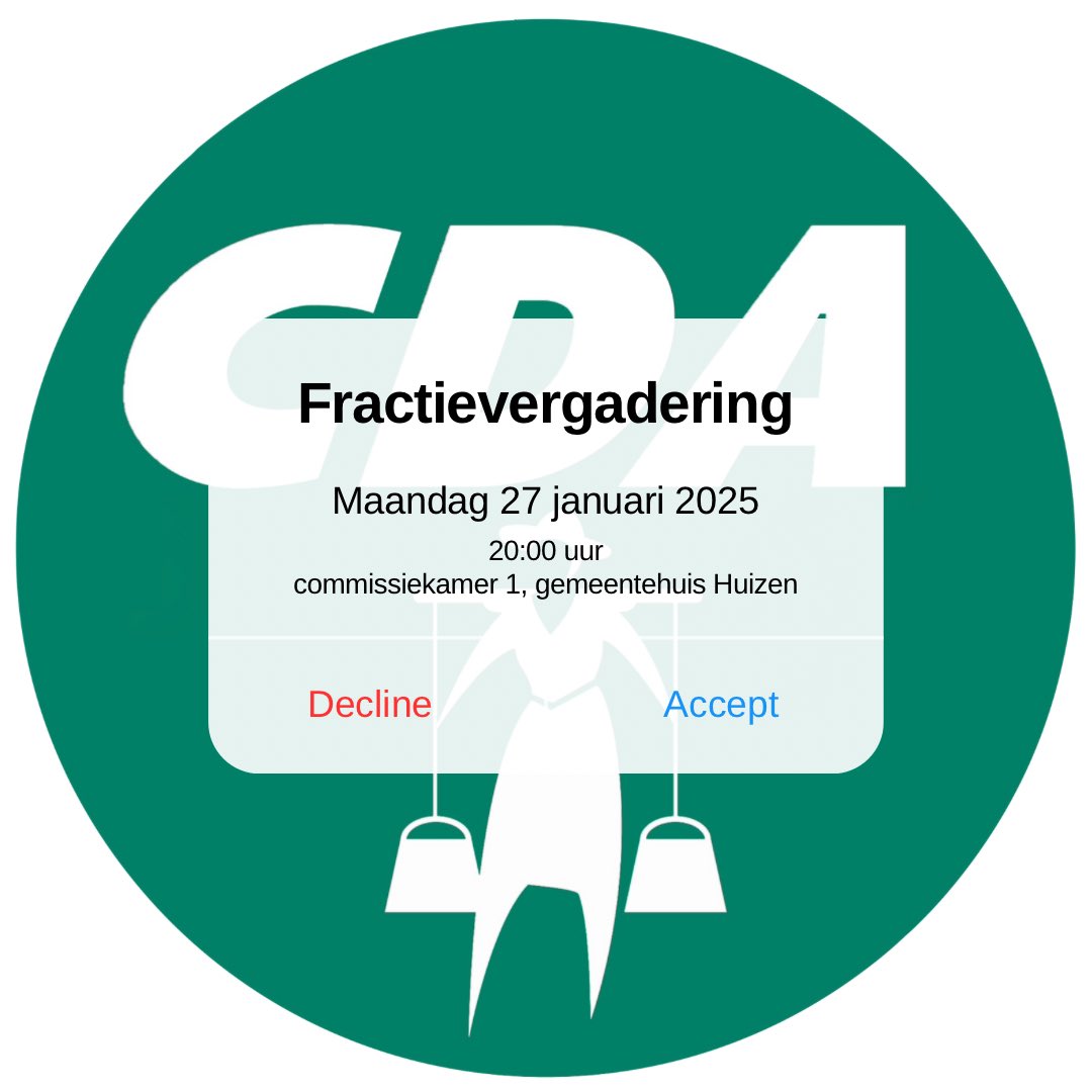 Aankomende week staan de verschillende commissievergaderingen weer op de agenda. 

ris.gemeenteraadhuizen.nl/Vergaderingen 

Dit betekent dat we maandagavond weer fractievergadering hebben om o.a. de agendapunten te bespreken. 
U bent van harte welkom bij onze vergadering.