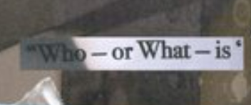 "Who-or What-is"
who는 사람에게 쓰는 의문사고 what은 물건에게 쓰는 의문사죠... 그렇다면 who or what이라고 쓴 이유는 이것이 사람인지 물건인지 모르니까... 다시 말해 인간인지 안드로이드인지 모르기 때문이 아닐까... 
안드로이드 수술을 받았으나 다시 인간으로 돌아갔을 수 있는 해방군...