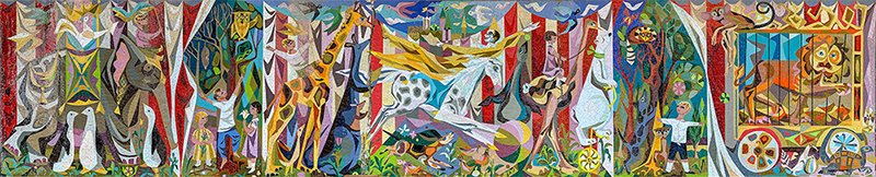 KCLibrary's tweet photo. For 40 years, visitors to the children’s section of the old main Library, were greeted by a more than 35 ft long and 7 ft tall mosaic.

Our #KCQ series sheds light on the  mosaic's whereabouts since the building was torn down and the artist behind it: https://t.co/vYm4tvNGQ0 https://t.co/OCUltGbo7e