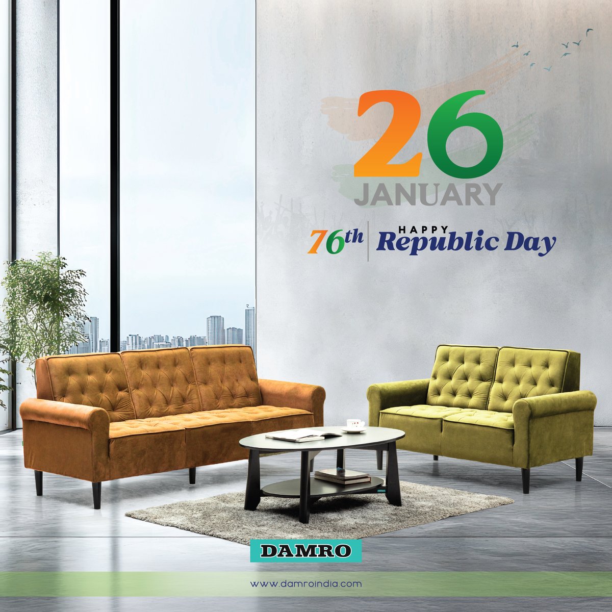 Wishing You a Happy Republic Day! 🎉
Today, we celebrate the freedom and unity that make India truly incredible. Damro Furniture is proud to be a part of your home and life.
✨ Check out our Republic Day offers: damroindia.com

#RepublicDay2025 #DamroFurniture