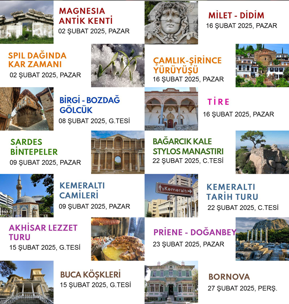 ŞUBAT 2025, GÜNLÜK TURLARIMIZ
Günübirlik turlarımızda katman katman dünyalar tek güne nasıl sığar? EbruliTur yapınca, bu turların her biri dünyaları kucaklar!

REZ:
0 (232) 464 07 18 - 463 60 43 - 0 (549) 717 17 40
ebrulitur@ebruliturizm.com.tr - ebruliturizm.com.tr