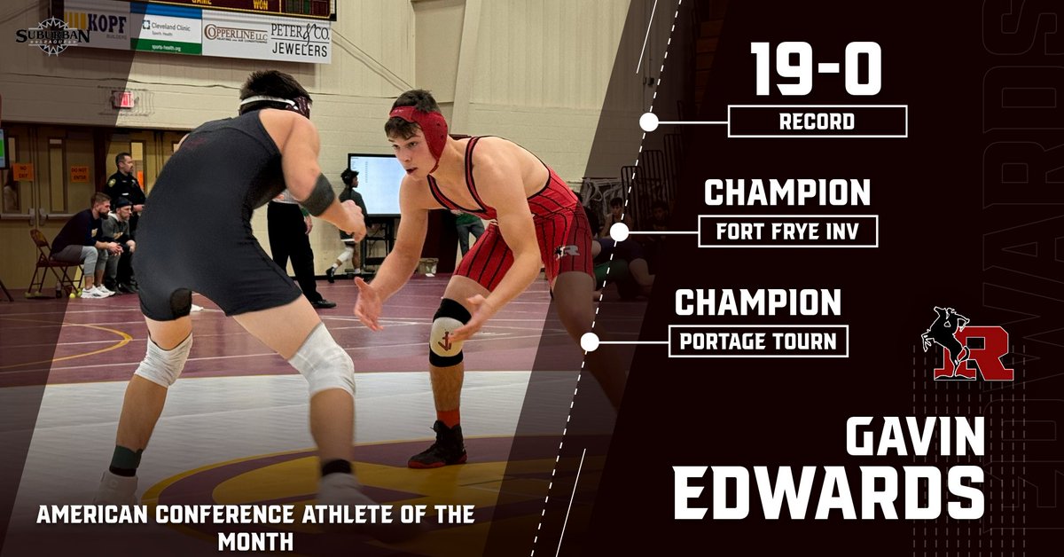 Congratulations to Gavin Edwards-- American Conference Wrestling Athlete of the Month in December! 
<a href="/rriderathletics/">Roosevelt Athletics</a>