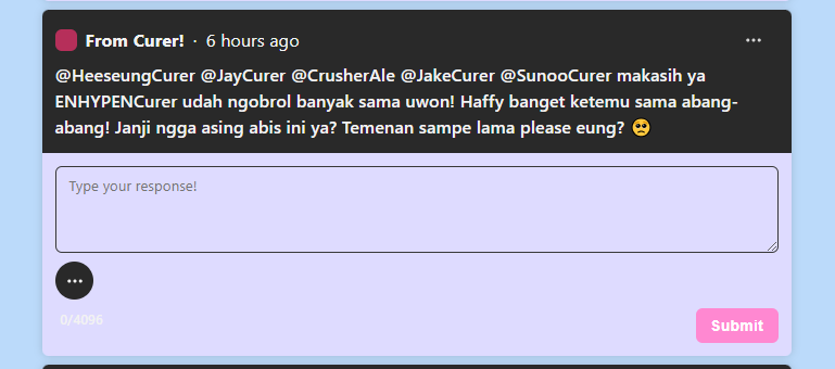 CrusherDean's tweet photo. @SunooCurer dapet salam bang
@HeeseungCurer @JayCurer @JakeCurer @sunghooncurer @CrusherAle @SunooCurer @JungwonCurer dapet juga nih https://t.co/D7Y6Nfr5kK