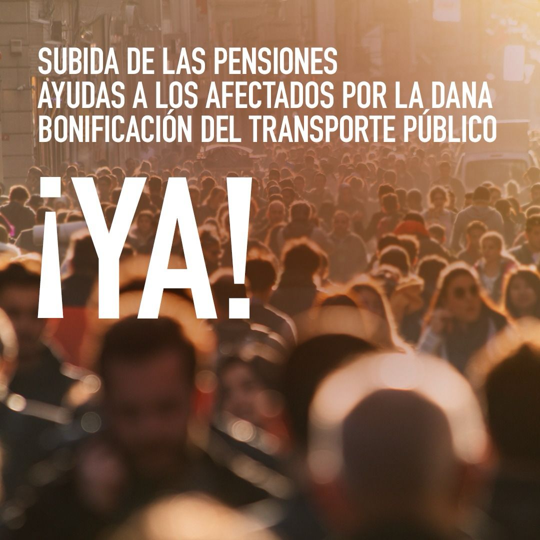 Si Sánchez quiere, hoy mismo puede aprobar las medidas que los españoles reclaman.

Subida de las pensiones ¡YA! 
Ayuda a Valencia ¡YA! 
Descuentos en el transporte ¡YA!

Firma la petición: bit.ly/4jqaPZ3